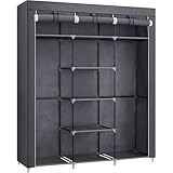 SONGMICS Kleiderschrank, Faltschrank, Stoffschrank, faltbare Garderobe mit 2 Kleiderstange, 175 x...