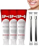 Donvuka 3 Stück SP-6 Probiotic Whitening Zahnpasta, und 2 Stück Mikro-Nano-Zahnbürste mit Etui,...