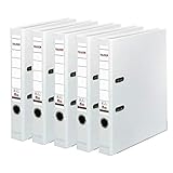 Original Falken 5er Pack PP-Color Kunststoff-Ordner. Made in Germany. 5 cm schmal DIN A4 weiß Vegan...