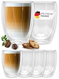 LAPRESO® Latte Macchiato Gläser doppelwandig 6er Set 350ml - Doppelwandige Gläser modernes Design...