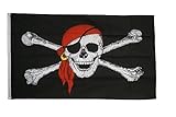 Flaggenfritze Fahne/Flagge Pirat mit Kopftuch Piratenfahne für den Mast 90 x 150 cm + gratis...