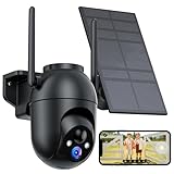 Überwachungskamera Aussen Akku und Solar: 2K WLAN Kamera Outdoor Kabellos - 360° PTZ Außenkamera...