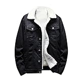 Herren Jeansjacke Gefüttert Fleece Trucker Arbeitsjacke Baumwolle Umlegekragen Mäntel Winter Warm...