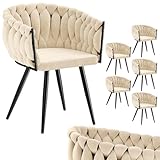 skølm Sudri Esszimmerstühle Creme Beige 6er Set – Esszimmermöbel Küchenstuhl höhenverstellbar...