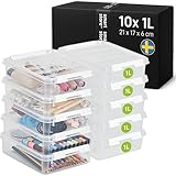 SmartStore - 10x Aufbewahrungsbox mit Deckel Classic 1L (21x17x6cm) | Stapelbare Box mit Deckel |...