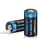 CITYORK Wiederaufladbare D Zelle Batterien, 1,5V 15000mWh USB Li-Ion D Akku Aufladbare mit Typ-C...