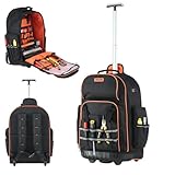 VEVOR Werkzeugrucksack mit Rollen, 50 kg Tragkraft, 72 Taschen, Werkzeugtasche, verstellbarer...