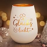 Geschenke für Frauen Männer Freundin, Windlicht mit Gravur Geschenk - Glückslicht, Kleines...
