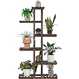 Yaheetech 6 Etagen Blumenständer, Blumenregal aus Massivholz, Pflanzenregal, Platzsparend &...