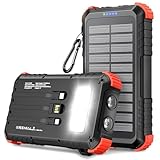 Solar Powerbank 26800mAh mit 3 Kabeln, Solar Ladegerät USB C Schnellladung 5 Ausgänge 3 Eingänge,...