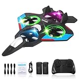 Nastopee RC Flugzeug, 2,4 GHz Ferngesteuertes Flugzeug mit 2 Batterien, 360°Flip, LED-Beleuchtung &...