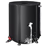 Faltbare Regentonne 200 Liter – Tragbarer Regentonne Wassertank mit Fallrohr, Filter, 2 Hähnen &...