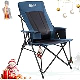 Portal Campingstuhl Faltbar Klappstuhl 180 KG Belastbar mit Hochlehner Verstellbar Camping...