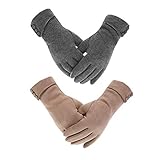 LAMA 2 Paar Damen Winter Handschuhe Touchscreen Handschuhe Warmer Plüsch Handschuh Gefüttert...