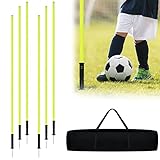 YRHome Slalomstangen Fussball Set 180cm Slalom Poles 6 Slalom Stangen mit Erdspieß Sprunghafte...