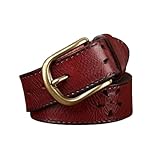 Herren-Ledergürtel Mit Nähten – 3,8 Cm Breiter Hüftgurt Mit Hohler Blume Für Freizeitjeans,...