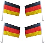 4er Set WM Autoflagge Autofahne Deutschland - hochwertig - ca. 46 x 30 cm Stab 45 cm, Fanartikel
