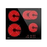 Hermitlux Glaskeramikkochfeld 4 Platten, 9 Heizstufen, Geeignet für Alle Töpfe, 7200W