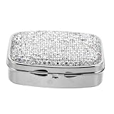 Hoement Luxuriöse Pillendose mit Funkelnden Strasssteinen Kompakte Tablettenbox mit Mehreren...