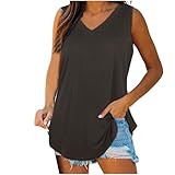 Tank Top Damen Sommer Ärmellose Bluse Sexy V-Ausschnitt Shirts Casual Locker Tanktops Leicht Bequem...