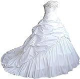 FairOnly M045 Liebsten TAFT Hochzeitskleid Brautkleider (M, Weiß)