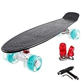 FunTomia 57cm Mini-Cruiser Board Skateboard mit oder ohne LED Leuchtrollen inkl. Aluminium Truck,...