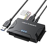 POSUGEAR USB 3.0 zu Sata und IDE Adapter, USB SATA Festplatten Konverter mit Netzschalter...