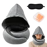 Focenat Nackenkissen Flugzeug mit Kapuze, Reisekissen Flugzeug mit Ohrstöpseln, Augenmaske,...