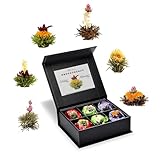 Creano 6 Teeblumen Geschenkbox weißer, schwarzer & grüner Tee in edler Magnetbox mit...