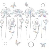 CharmBurst 2 Blatt Blumen Fensterfolien gegen Vogelschläge, Regenbogenfolie für Fenster,...