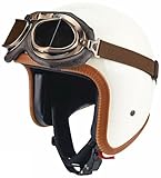 Vintage Open Face Helm, Jethelm DOT/ECE Zertifiziert Motorradhelm Halbhelme mit Sonnenblende,...