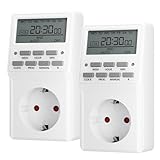 HBN 2X Digitale Zeitschaltuhr Wochenzeitschaltuhr mit 20 Schaltprogramme Timer Steckdose für Innen,...
