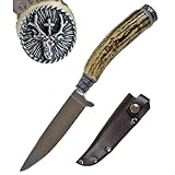 Funk Hirschhorn Trachtenmesser mit Zierkappe - Hubertushirsch - Rostfrei - Naturprodukt vereint mit...