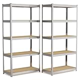 Steckregal Metall 180x90x40 cm – 2er Set Schwerlastregal mit 5 Böden – Kellerregal Lagerregal...