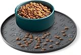 2 Stück Napfunterlage Katzen - 27.5×27.5 cm Silikonmatte Rund, Hundenapf Matte mit Erhöhtem Rand,...