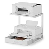 OYRREU 2-stöckiger Schreibtischdruckerständer mit Stoffschublade und offenem Regal, Druckertisch...