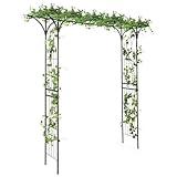 GOPLUS Rosenbogen aus Metall, 205 x 52 x 205 cm Pergola Rankhilfe Rankbogen Hochzeitsbogen...