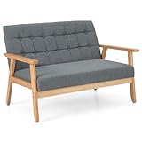 RELAX4LIFE 2 Sitzer Sofa, Polstersofa mit Massivholzrahmen Dickem Sitzkissen, Doppelsofa mit...