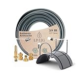 LIVLIG Gartenschlauch 1/2 Zoll 30 m Set – 1/2 Zoll Wasserschlauch inkl. Wandhalterung und Messing...