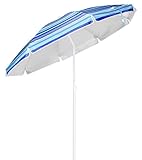 Spetebo Alu Sonnenschirm mit 50+ UV Schutz - knickbarer Schirm mit 200 cm Durchmesser - Strandschirm...