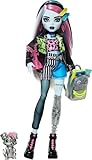 Monster High Frankie Stein-Puppe in Jeansjacke und Shorts, zum Lieferumfang gehören auch ihr Hund...