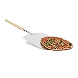 Relaxdays eckige Pizzaschaufel, Aluminium Pizzaschieber mit Holzgriff, Brotschieber für Backofen...