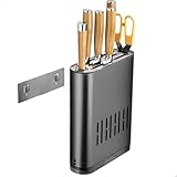 Messerblock Leer Wandmontage, Küchenset Messer Vitrine Aus Aluminium Mit Tropfschale, Messerrolle...