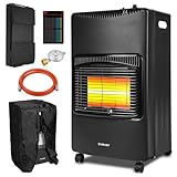 BRAST Gasheizer Keramik Vulkan 4200W | 3 Heizstufen | inkl. Schutzhülle Druckminderer mit Schlauch...