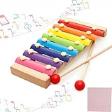 Xylophon für Kinder,Xylophon Glockenspiel Holz,15Töne Holz Bunt Xylophon,Xylophon mit 2...