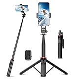 RISEOFLE Selfie Stick Stativ, 360° Drehbares, 130cm Aluminium Ausziehbares Smartphone Stativ, Handy...