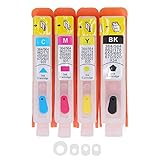 WIHFHGZ Tintenpatronen -Kit - 4 Farbe Tintenpatronen Schwarz Blau Magenta Gelb, wiederverwendbar mit...