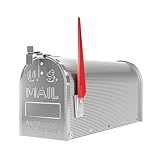 Wiltec US Mailbox Silbergrau 150 x 513 x 223 mm, amerikanischer Briefkasten mit Fahne,...