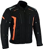 Herren-Jacke aus Textilgewebe, CE-Schutz, wasserdicht, Orange / Schwarz, Orange, S