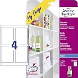 AVERY Zweckform MD4001 Flaschenetiketten (120x90 mm auf DIN A4, selbstklebend, bedruckbare...